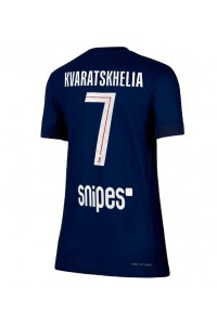 Paris Saint-Germain Khvicha Kvaratskhelia #7 Jalkapallovaatteet Naisten Kotipaita 2025-26 Lyhythihainen